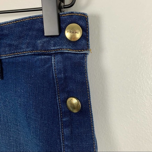 Frame Luxe Mid/Dark Wash Denim Button Skirt - Picture 3 of 8